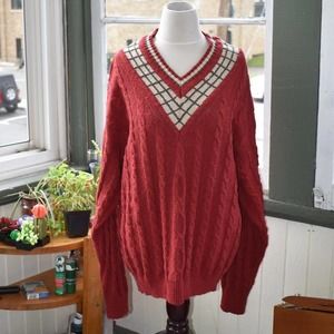 Red Vintage V-Neck Claiborne sweater